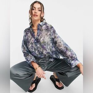 & Other Stories Sheer Abstract Print Shirt